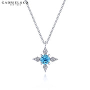 14kt Blue Topaz & Diamond Necklace
