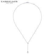 14kt Cultured Pearl & Diamond Y Necklace