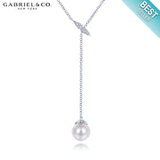 14kt Cultured Pearl & Diamond Y Necklace