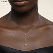 14kt Cultured Pearl & Diamond Y Necklace