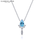 14kt Blue Topaz & Diamond Necklace