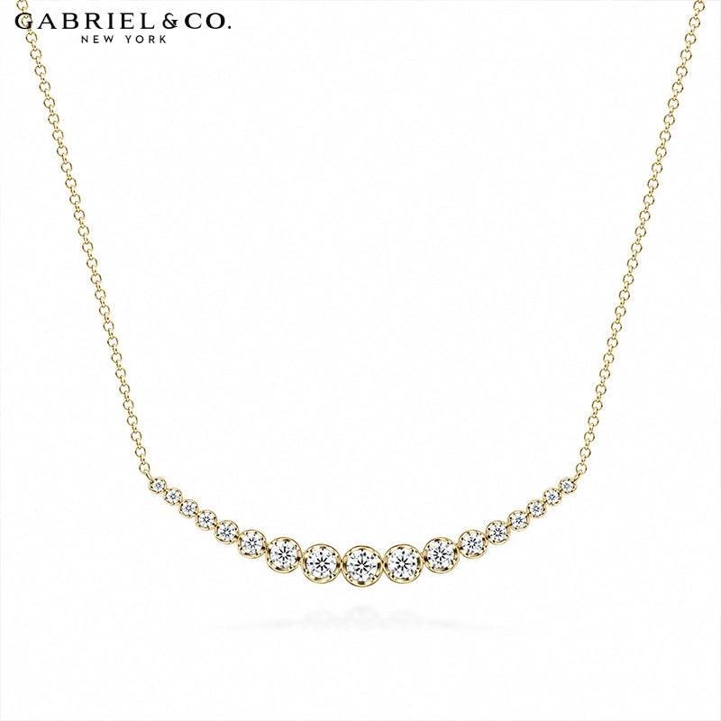 Natural Diamond Curved Bar Necklace