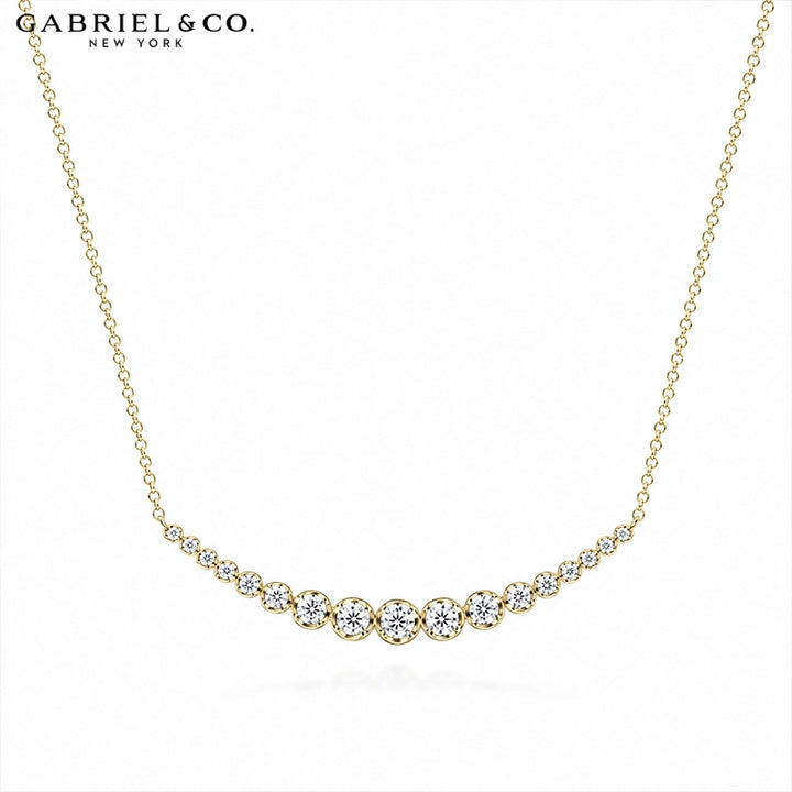Natural Diamond Curved Bar Necklace