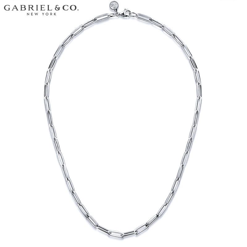 Sterling Silver Paper Clip Chain Necklace 4.5mm
