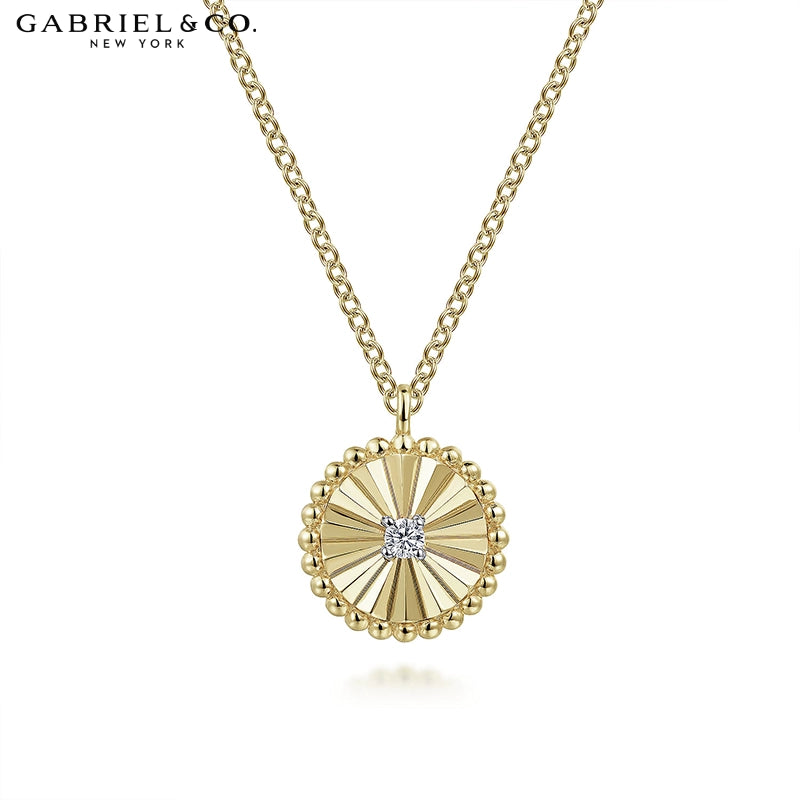 Natural Diamond Cut Gold Fluted Necklace