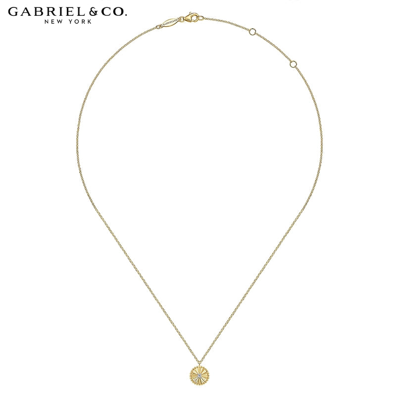 14kt Natural Diamond Cut Gold Fluted Necklace