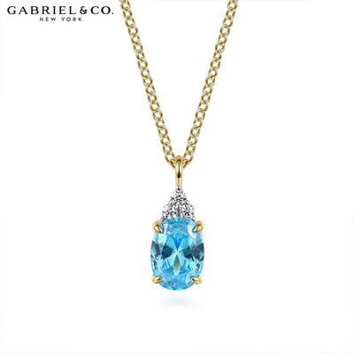 Swiss Blue Topaz & Diamond Necklace