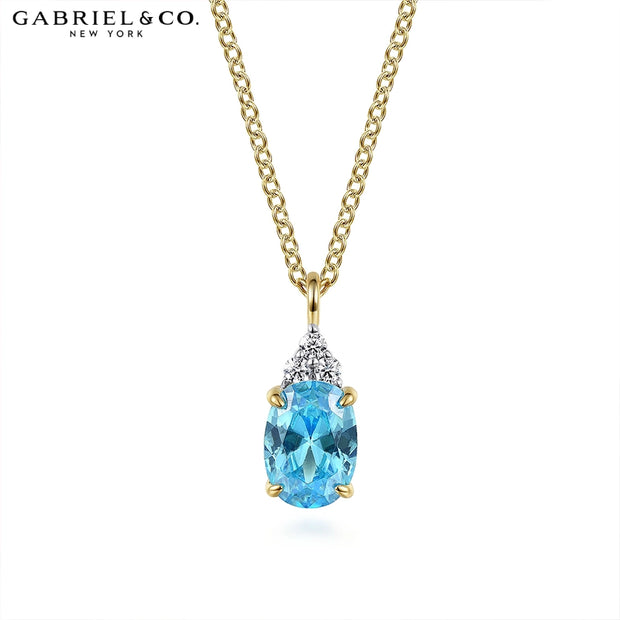 Swiss Blue Topaz & Diamond Necklace