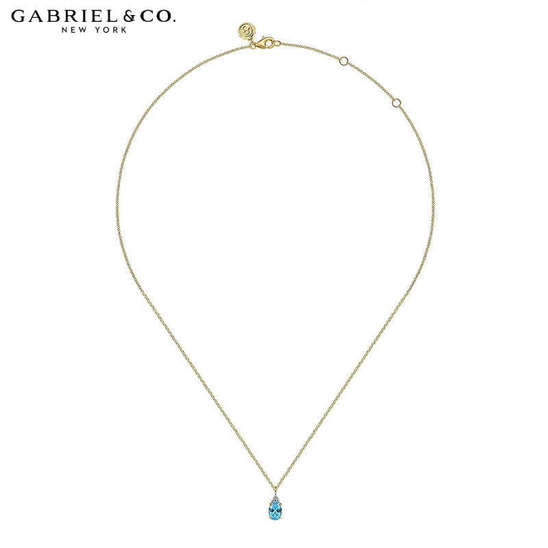 Genuine Swiss Blue Topaz & Diamond Necklace