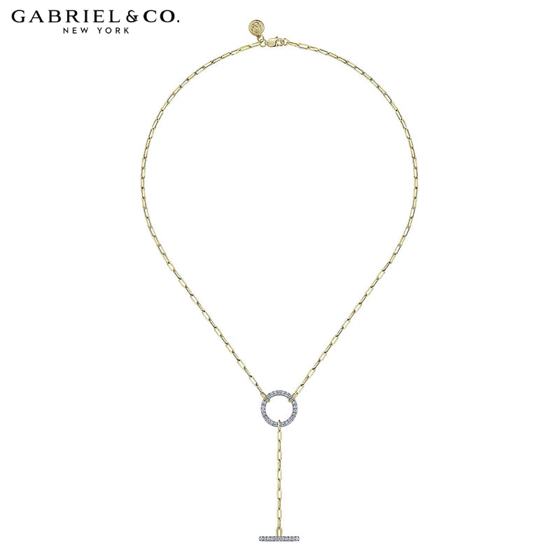14kt Natural Diamond Drop Y Necklace