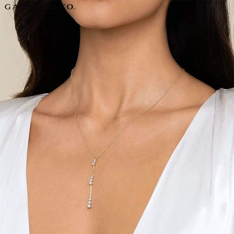 Natural Diamond Station Drop Y Necklace