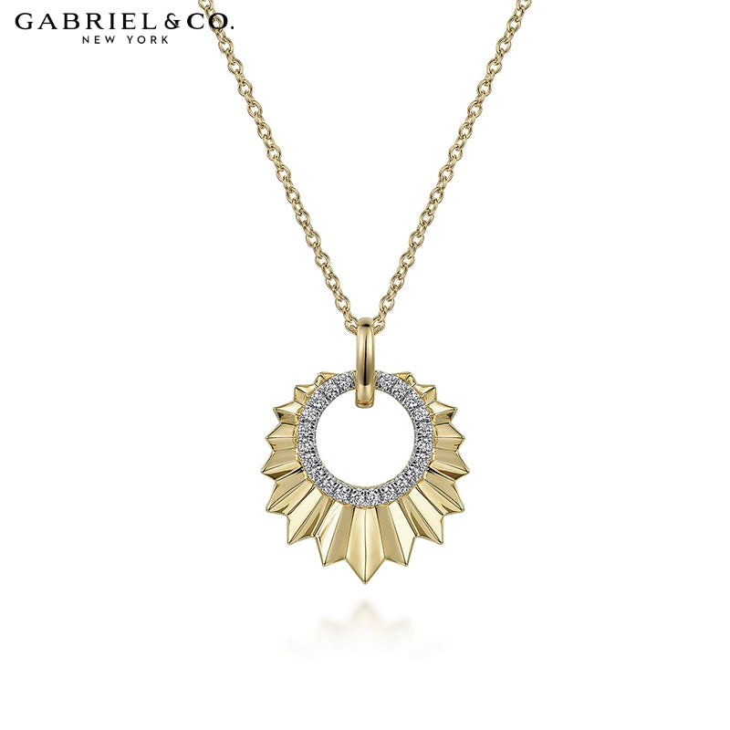 Natural Diamond Cut Gold Fluted Necklace