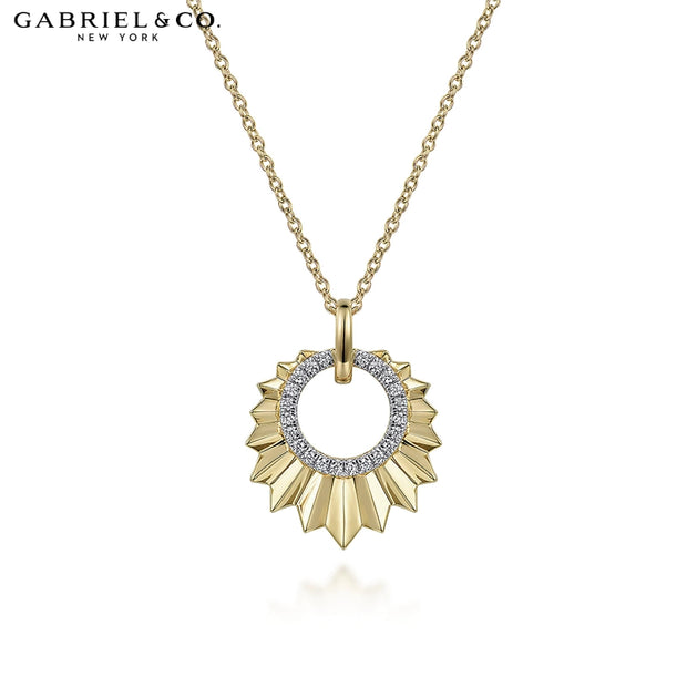 0.11cts Diamond Cut Gold Fluted Necklace