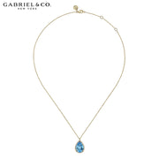 Blue Topaz & Diamond Halo Necklace