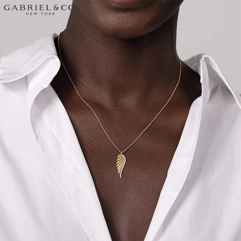 14kt Natural Diamond Angel Wing Necklace