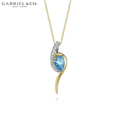 Genuine Blue Topaz & Diamond Bypass Necklace