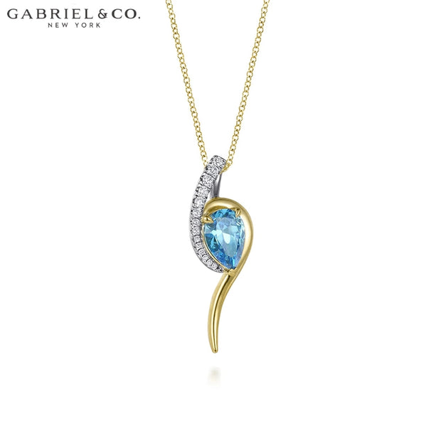 Genuine Blue Topaz & Diamond Bypass Necklace
