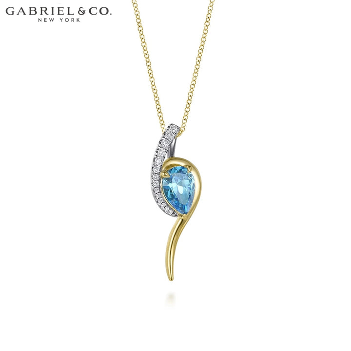 Genuine Blue Topaz & Diamond Bypass Necklace