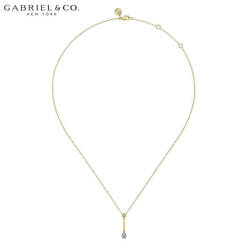 14kt Natural Diamond Teardrop Necklace