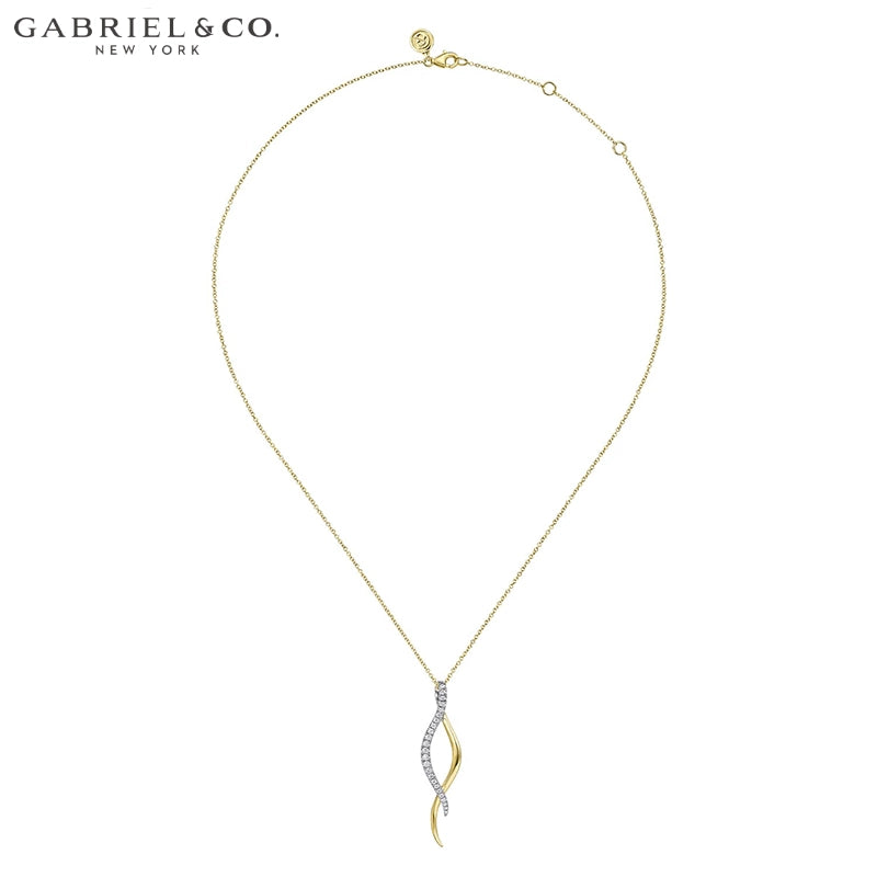 14kt 0.30cts Natural Diamond Bypass Necklace