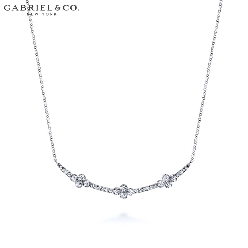Natural Diamond Clover Bar Necklace