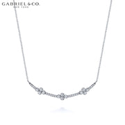 Natural Diamond Clover Bar Necklace