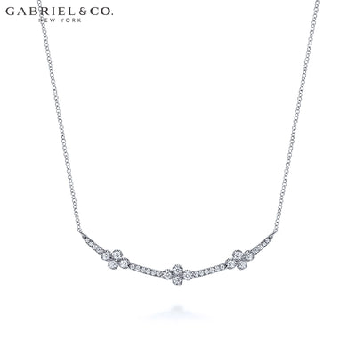 Natural Diamond Clover Bar Necklace