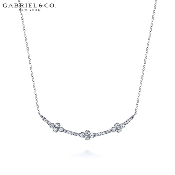 Natural Diamond Clover Bar Necklace