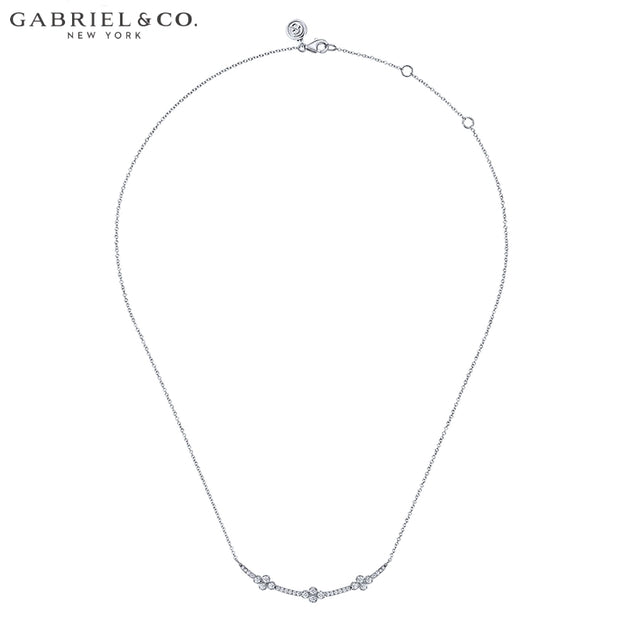 Natural Diamond Clover Bar Necklace