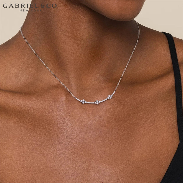 Natural Diamond Clover Bar Necklace