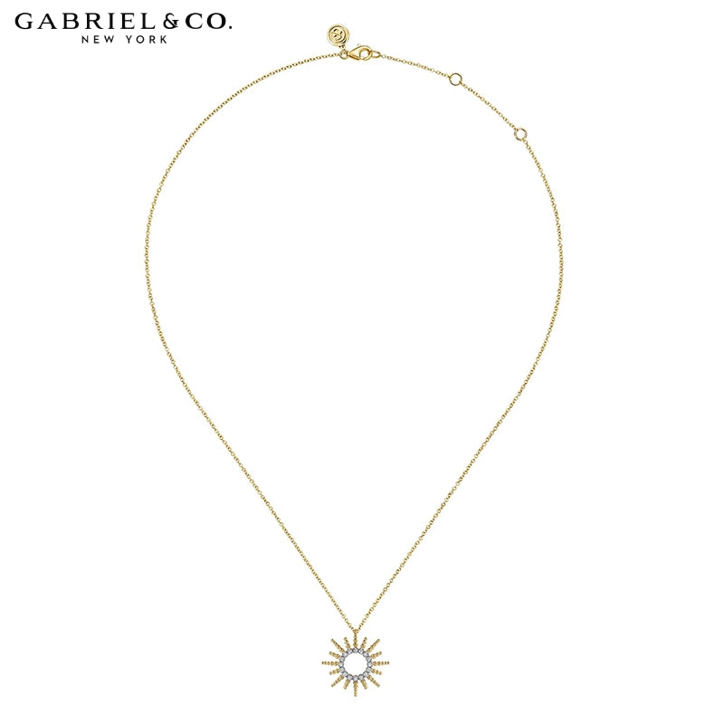 14kt Natural Diamond Sunburst Necklace