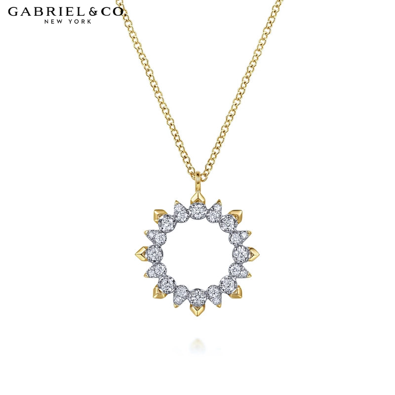14kt Natural Diamond Sunburst Necklace