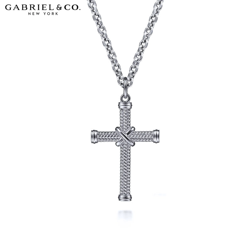 Sterling Silver Signature Rope Cross Necklace