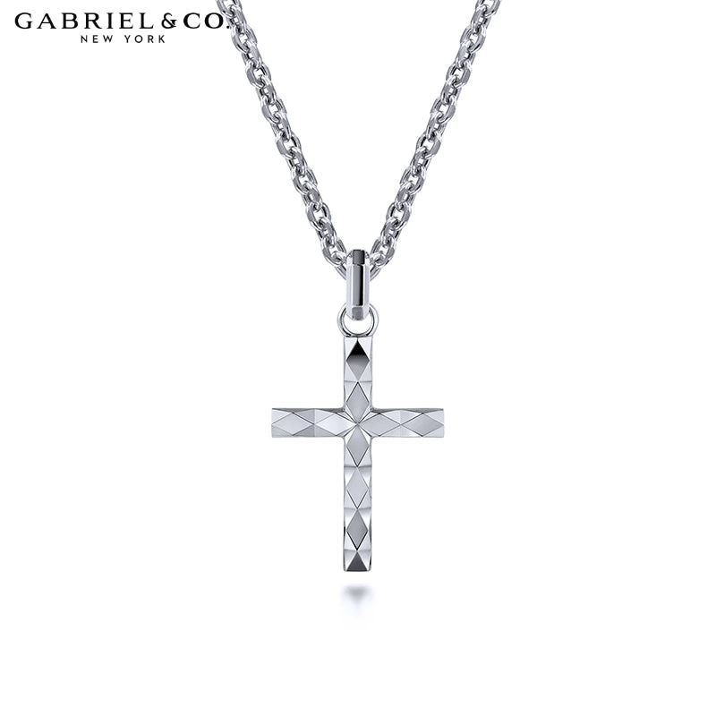 Sterling Silver Signature Faceted Cross Necklace