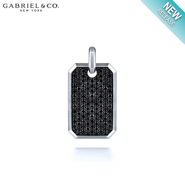 Genuine Black Spinel Dog Tag Pendant
