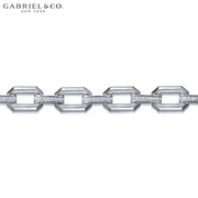 Genuine White Sapphire Faceted Chain Bracelet