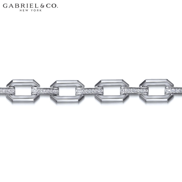 Genuine White Sapphire Faceted Chain Bracelet