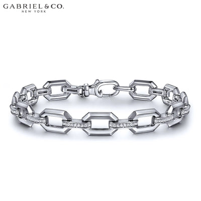 Genuine White Sapphire Faceted Chain Bracelet