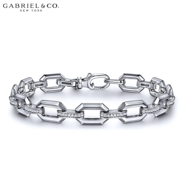 Genuine White Sapphire Faceted Chain Bracelet