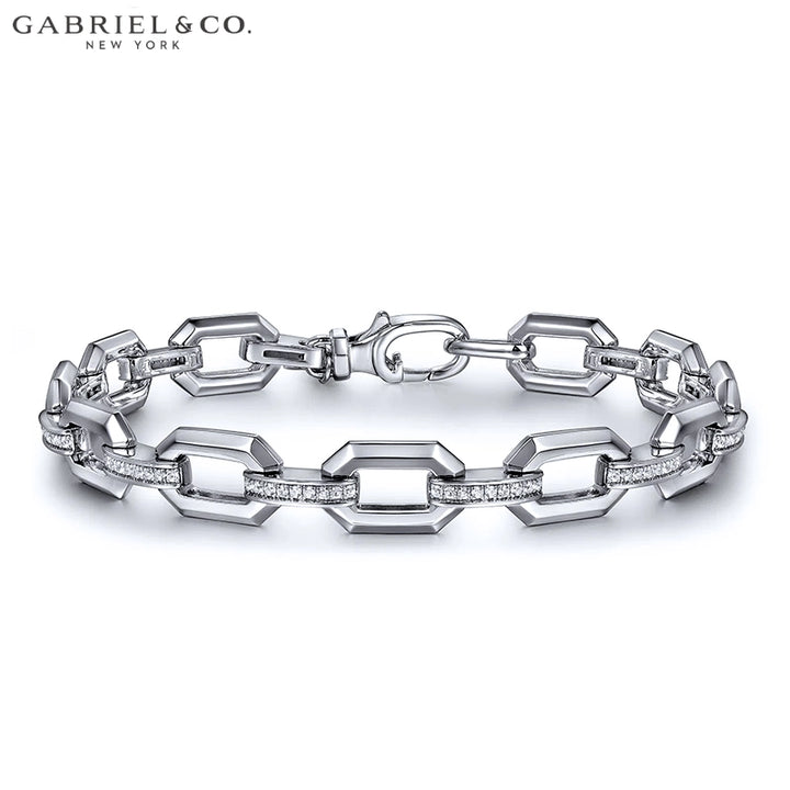 Genuine White Sapphire Faceted Chain Bracelet