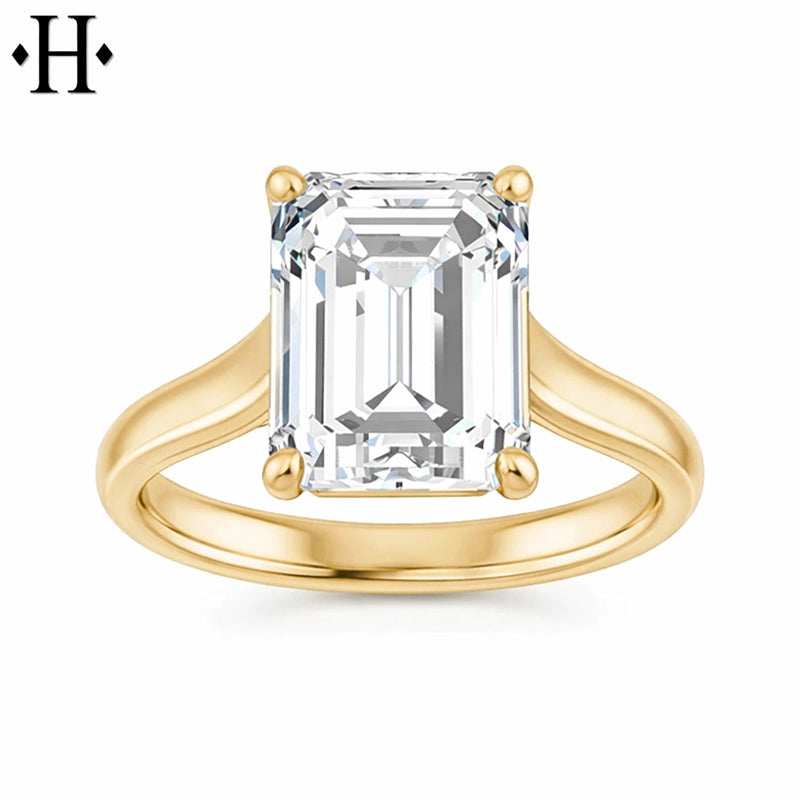 3.00ctr-5.00ctr Emerald Cut Lab Grown Diamond Ring