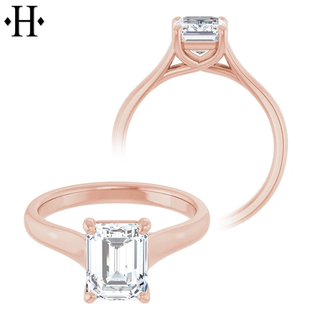 0.75ctr-2.00ctr Emerald Cut Lab Grown Diamond Ring