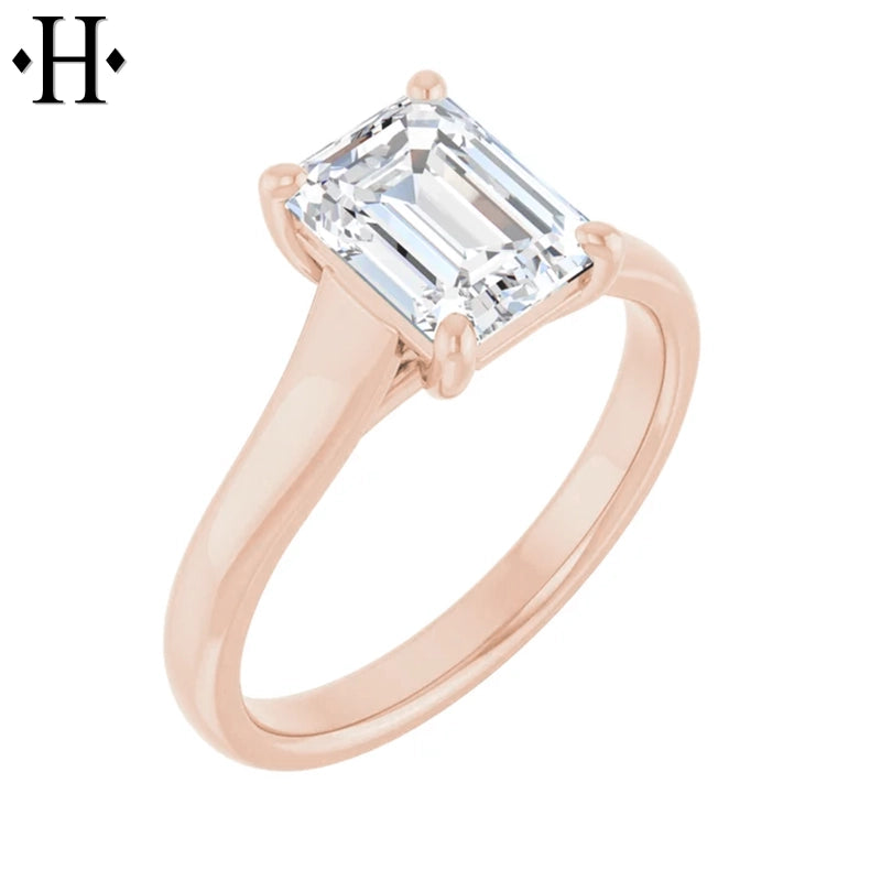 1.00ctr-2.00ctr Emerald Cut Lab Grown Diamond Ring