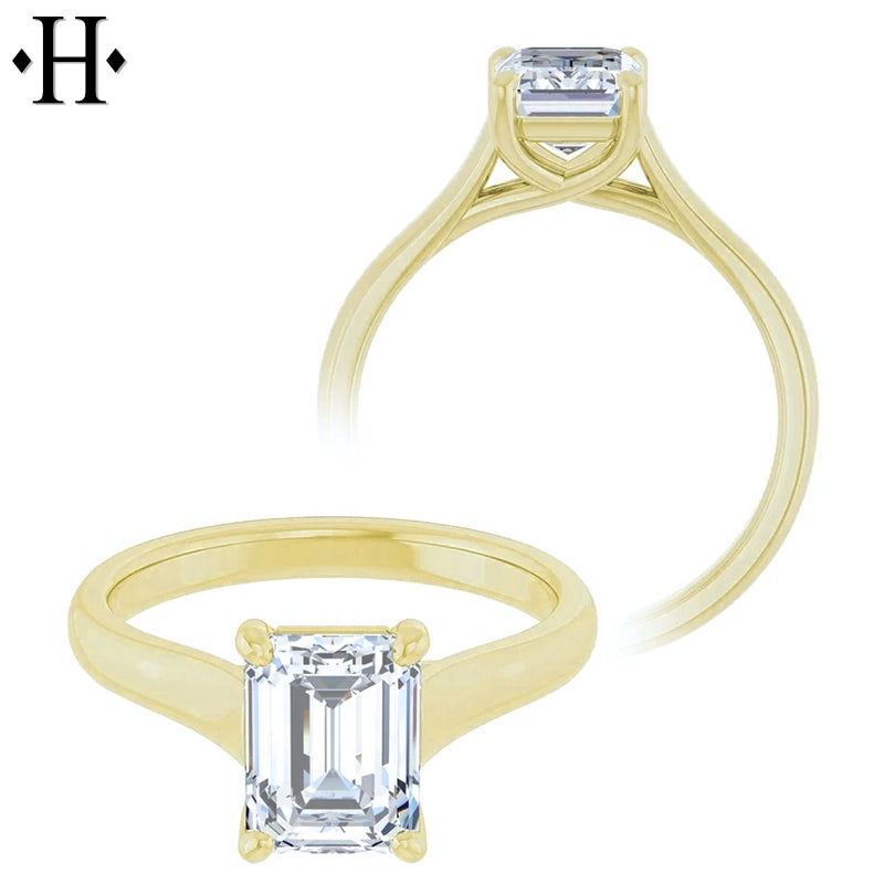 1.00ctr-2.00ctr Emerald Cut Lab Grown Diamond Ring