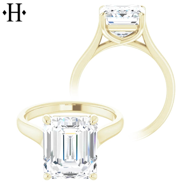 3.00ctr-5.00ctr Emerald Cut Lab Grown Diamond Ring