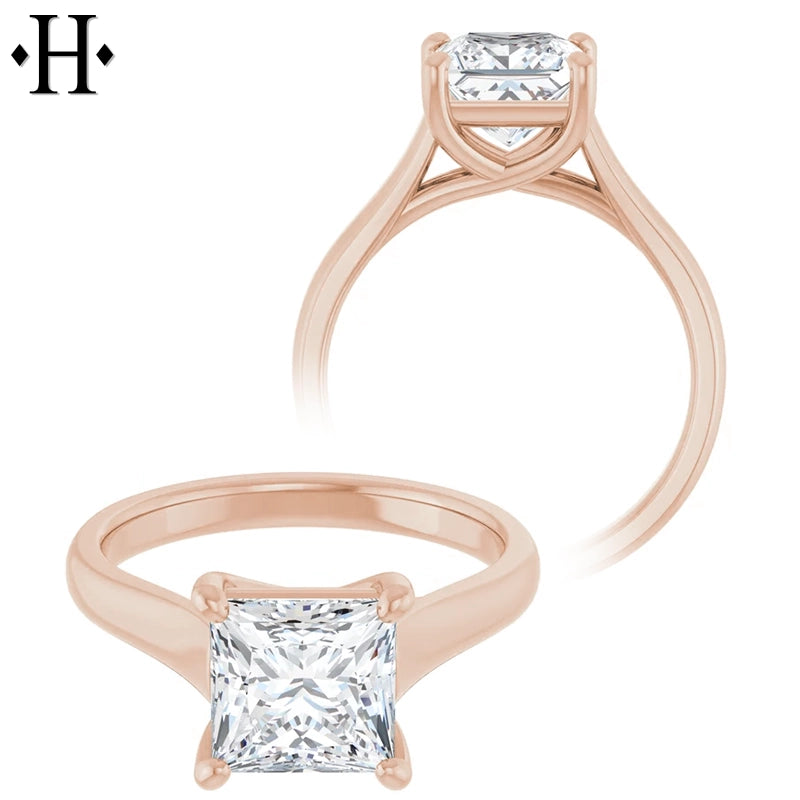 1.00ctr-3.00ctr Princess Cut Lab Grown Diamond Ring