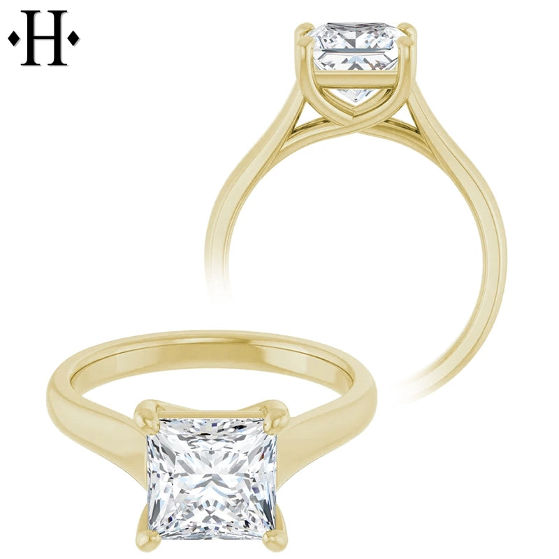 1.00ctr-3.00ctr Princess Cut Lab Grown Diamond Ring