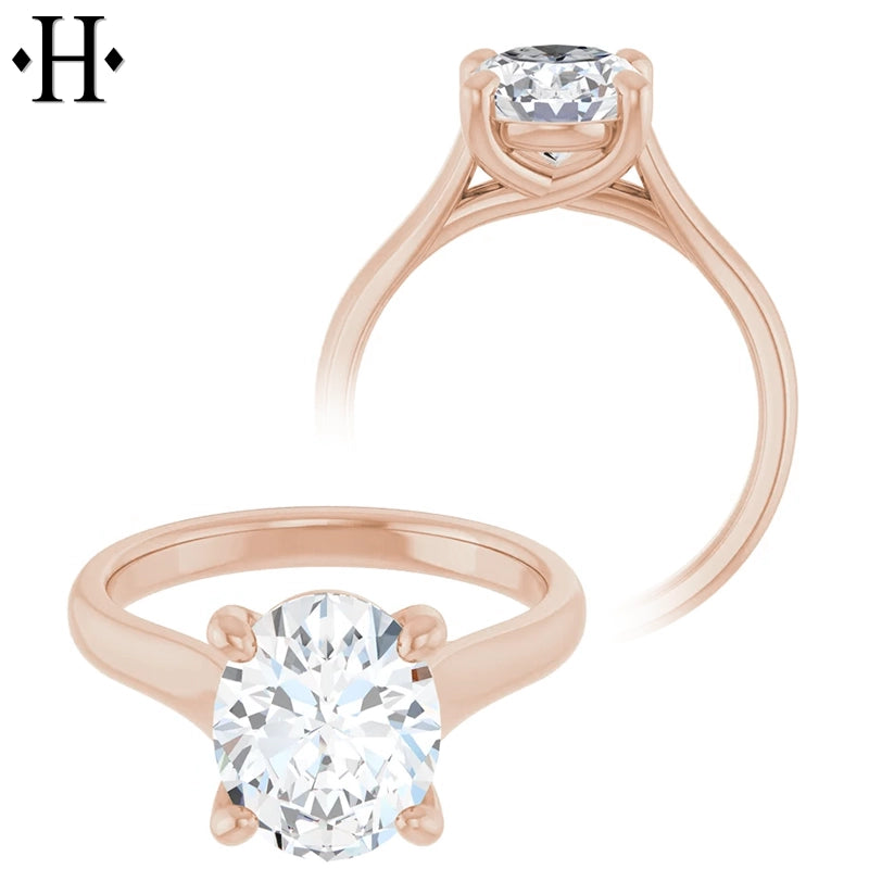 1.00ctr-2.00ctr Oval Cut Lab Grown Diamond Ring Tailor Made