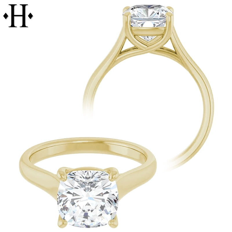 1.00ctr-3.00ctr Cushion Cut Lab Grown Diamond Ring