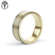 Black Rhodium & Gold Clous de Paris Wedding Ring 7mm
